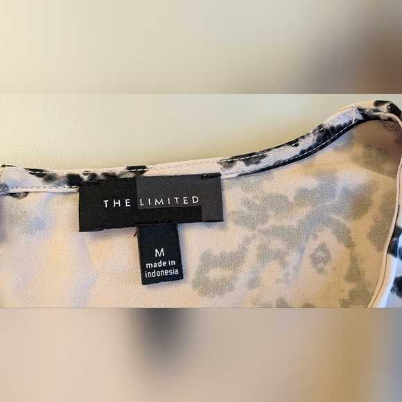 The Limited Scoop Neck Blouse With Sheer Underlay, Buttoned Long Sleeves. Size M - Picture 7 of 11